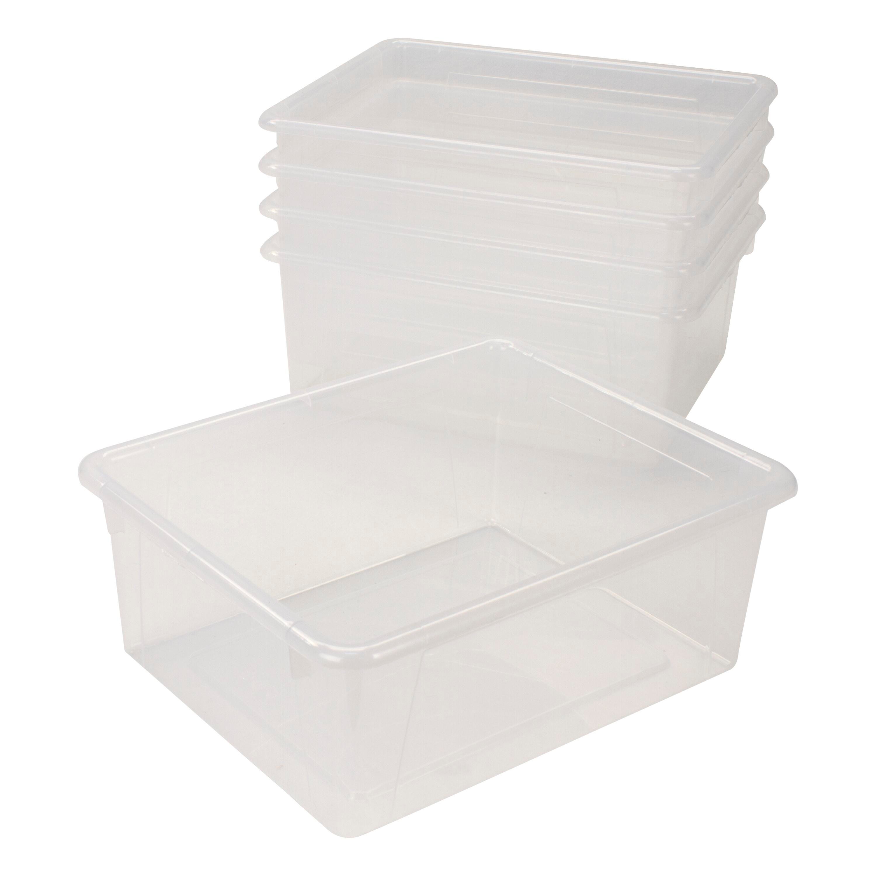 School Smart Deep Storage Bins, 10-3/4 x 13-3/8 x 5-1/4 Inches, Translucent, Pack of 5 2023880